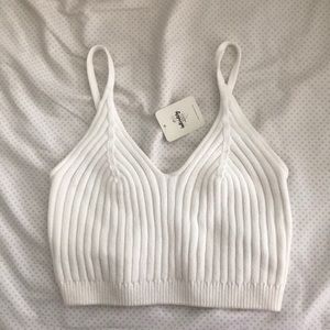 White knit crop top